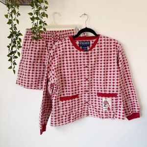 Esleep Retro Style Flannel Pajama Set Sz L